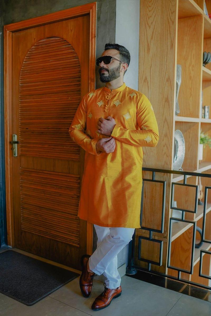 Leon Man - TANGERINE SILK KURTA - 1 Piece