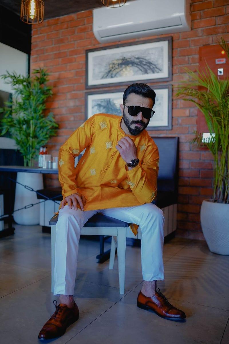 Leon Man - TANGERINE SILK KURTA - 1 Piece