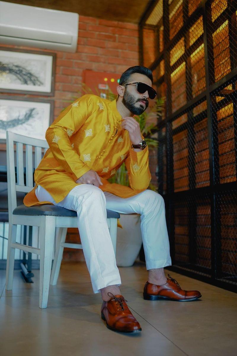 Leon Man - TANGERINE SILK KURTA - 1 Piece