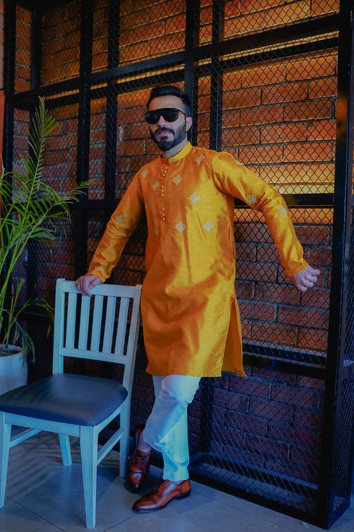 Leon Man - TANGERINE SILK KURTA - 1 Piece