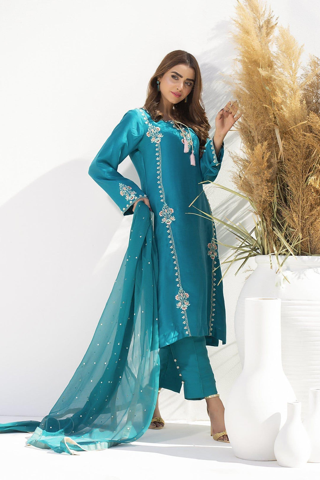 Aisha Fatema - Royal Jade - 1006 - Pure Raw Silk Shirt - 3 Piece Studio by TCS Aisha Fatema - Royal Jade - 1006 - Pure Raw Silk Shirt - 3 Piece Studio by TCS