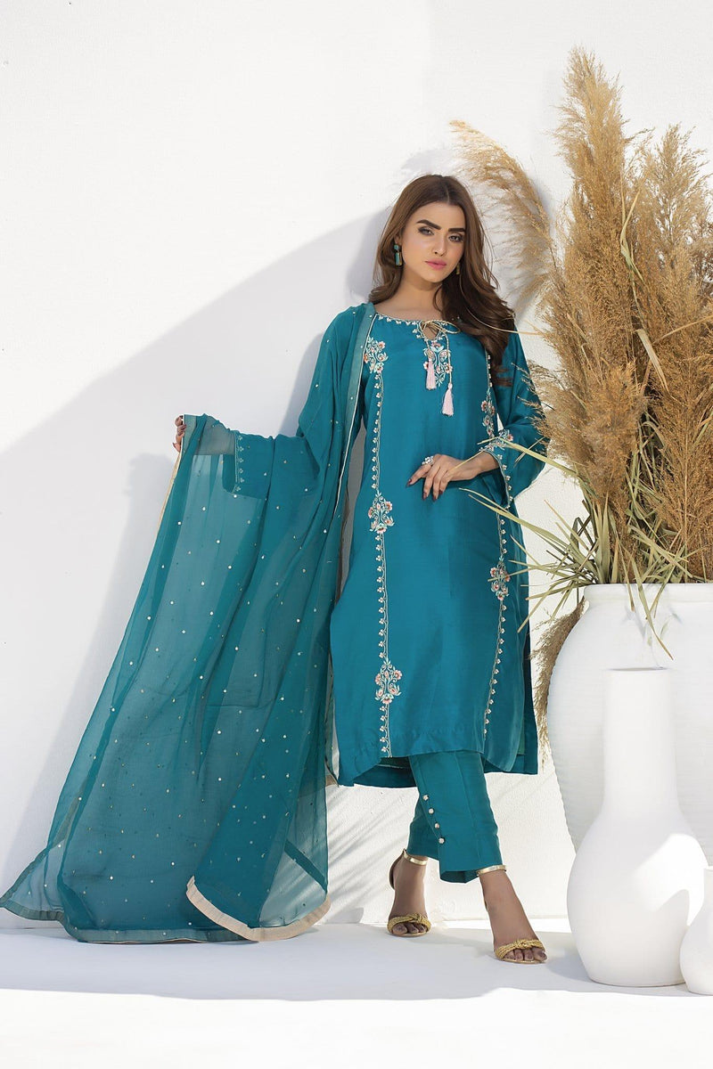 Aisha Fatema Luxury Pret  Raw Silk 2 Piece Sage