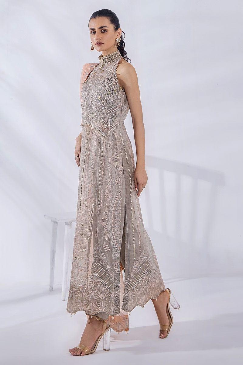 Malook - Aaira - Sage Green - Organza - 3 Piece - Unstitched