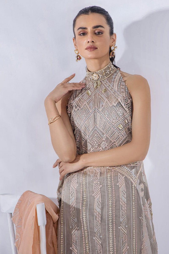Malook - Aaira - Sage Green - Organza - 3 Piece - Unstitched
