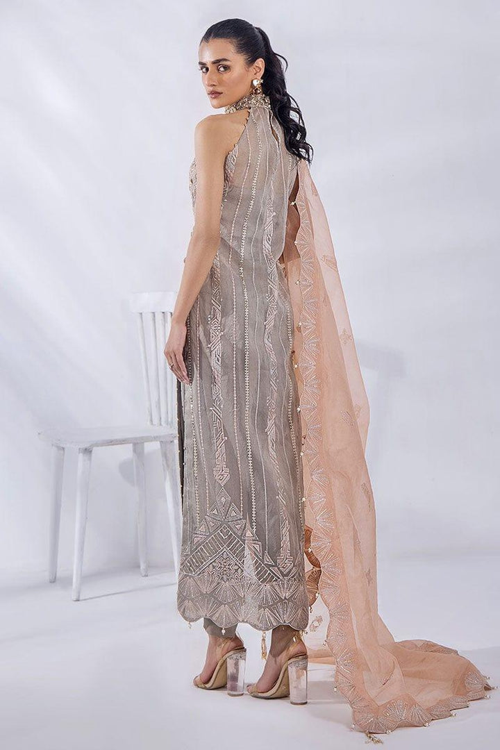 Malook - Aaira - Sage Green - Organza - 3 Piece - Unstitched