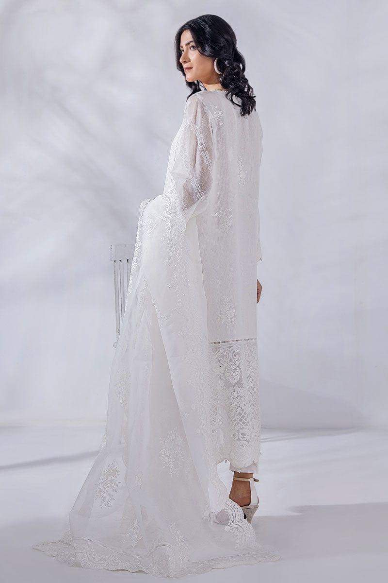 Malook - Ada - White - Khaddi Net Silk - 3 Piece