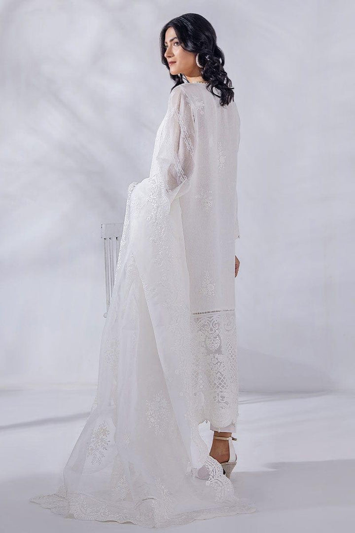 Malook - Ada - White - Khaddi Net Silk - 3 Piece