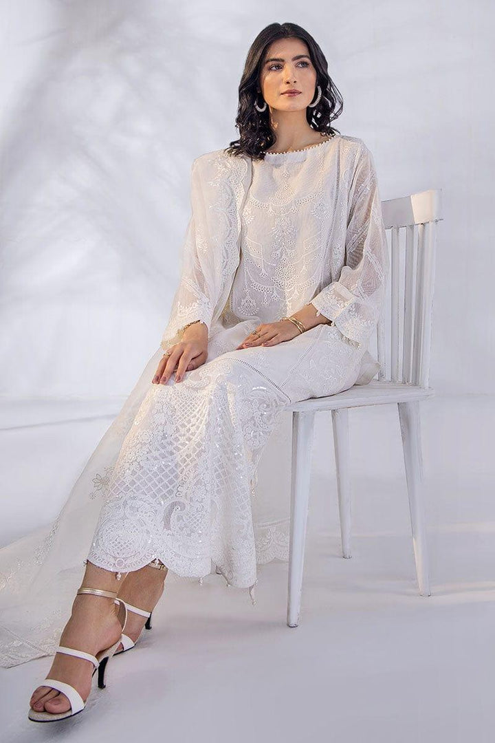 Malook - Ada - White - Khaddi Net Silk - 3 Piece
