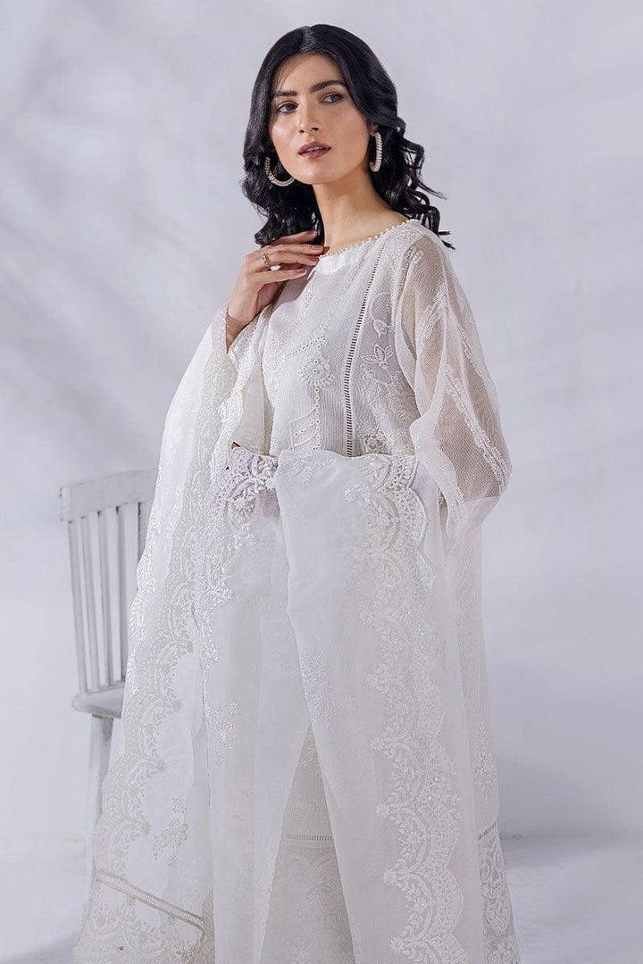 Malook - Ada - White - Khaddi Net Silk - 3 Piece