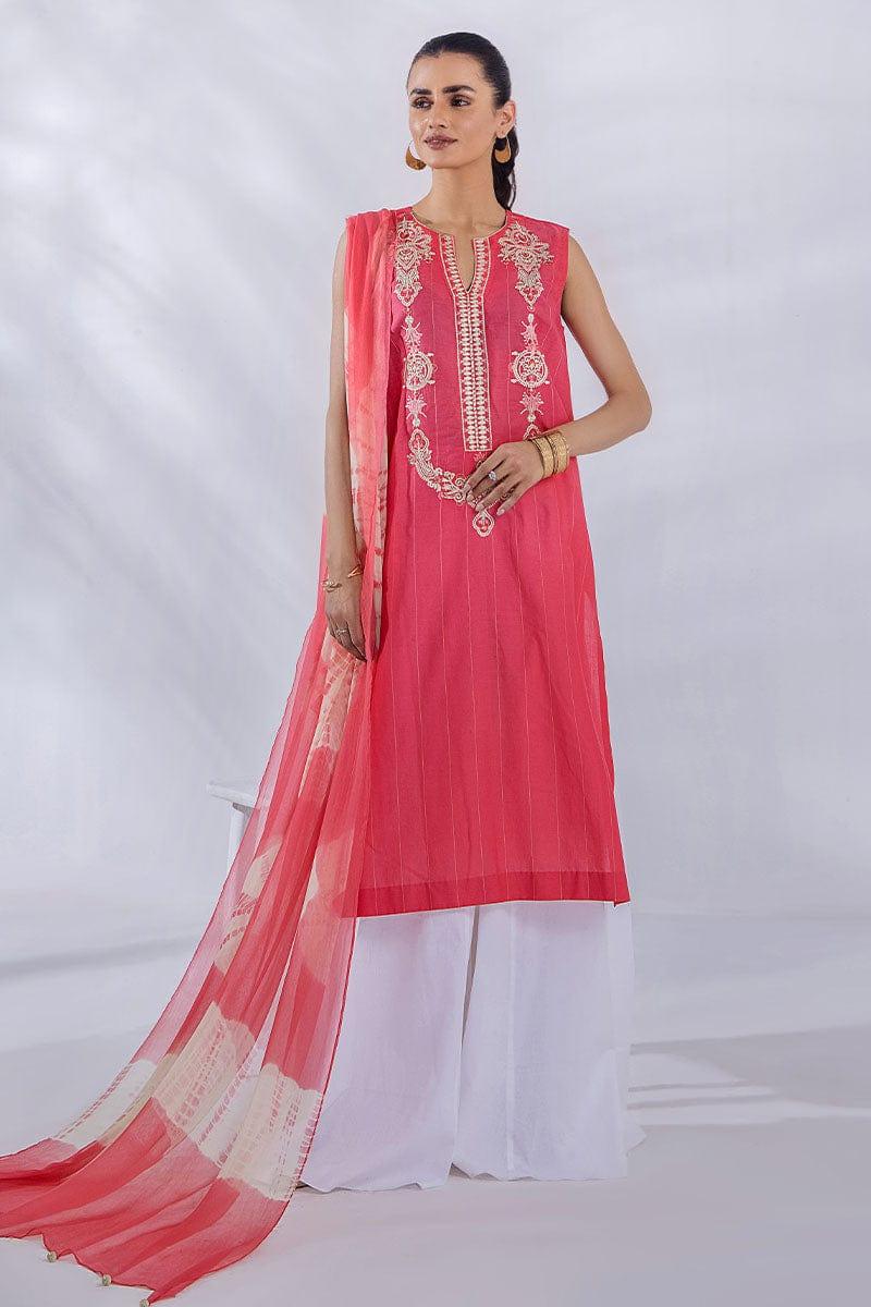 Malook - Aliana - Pink - Lawn - 3 Piece