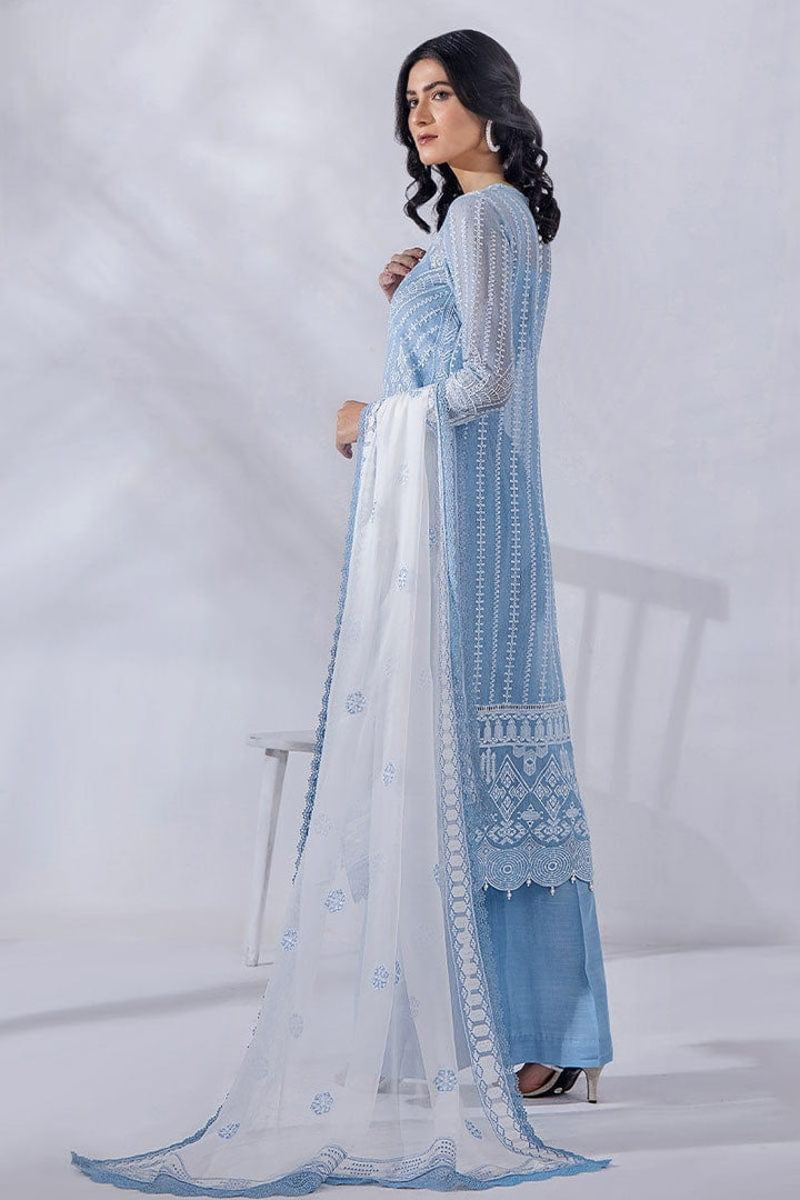 Malook - Anira - Sky Blue - Khaddi Net - Embroidered - 3 Piece - Unstitched