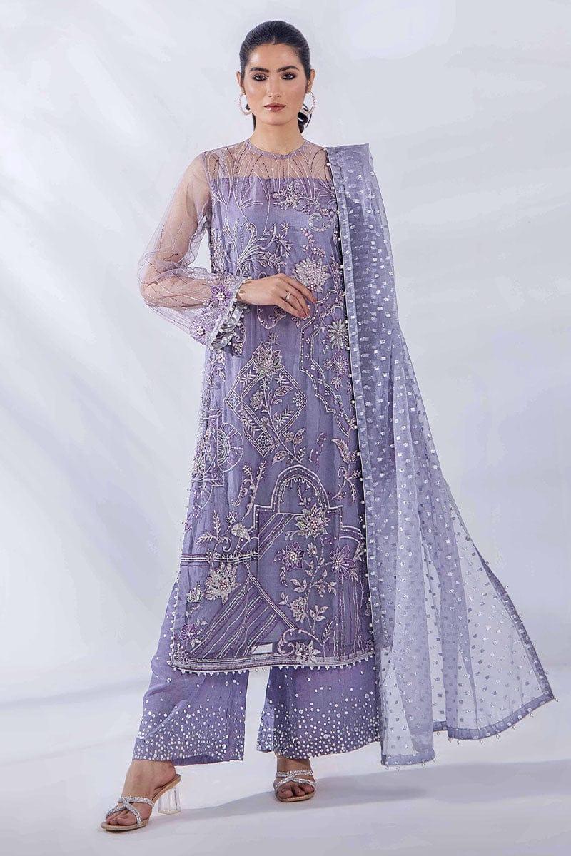 Malook - Ayla - Lilac - Net Silk - 3 Piece