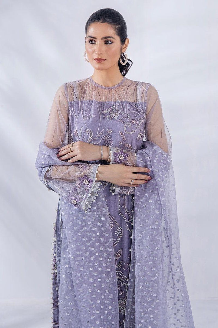 Malook - Ayla - Lilac - Net Silk - 3 Piece