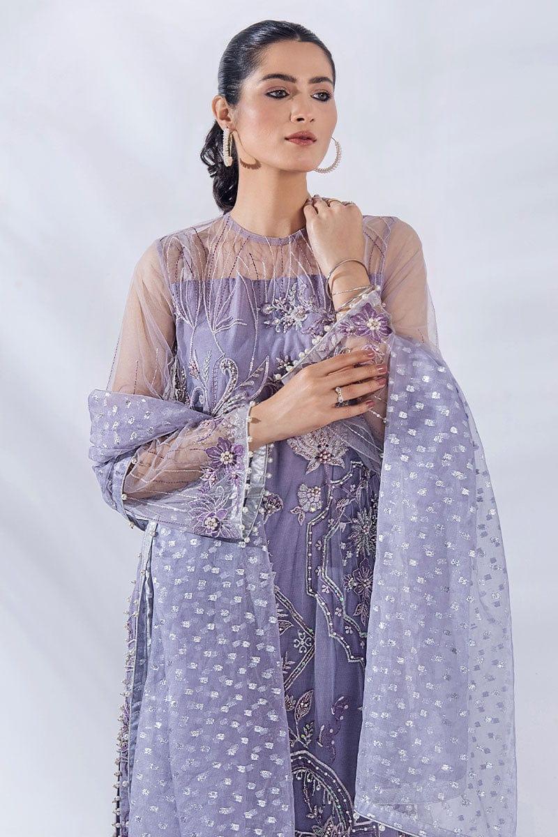 Malook - Ayla - Lilac - Net Silk - 3 Piece