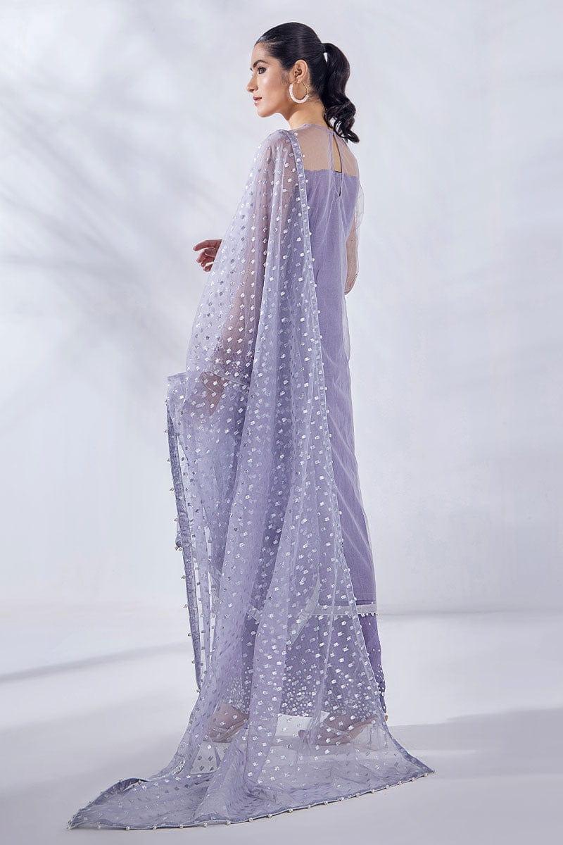 Malook - Ayla - Lilac - Net Silk - 3 Piece