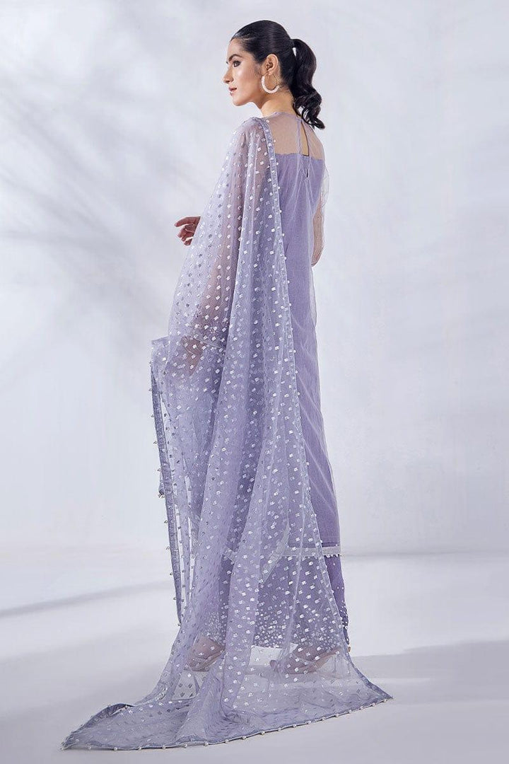 Malook - Ayla - Lilac - Net Silk - 3 Piece