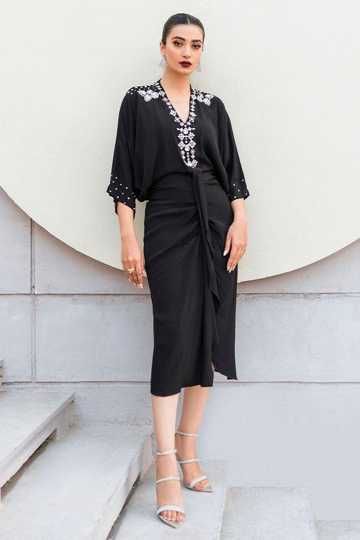 Malook - Elmas - Black - Embroidered Silk - 2 Piece
