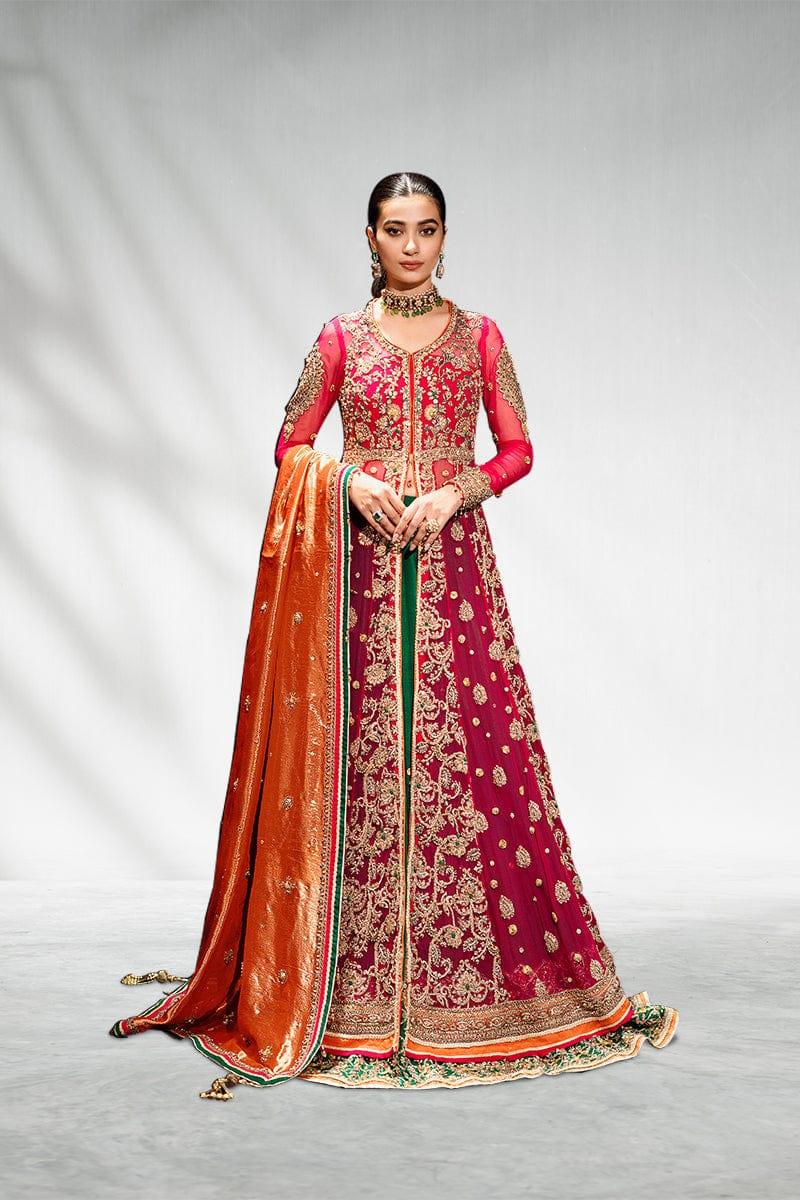 Malook - Gulmohar - Green - Crinkle Chiffon - Lehenga - 3 Piece