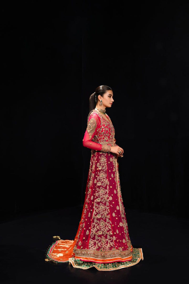 Malook - Gulmohar - Green - Crinkle Chiffon - Lehenga - 3 Piece