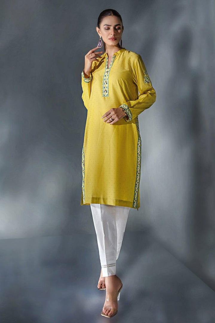 Malook - Isla - Mustard Yellow - Embroidered - 1 Piece