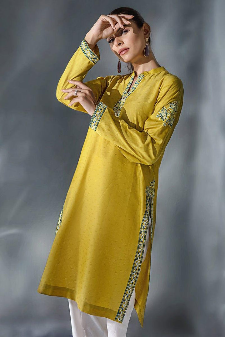 Malook - Isla - Mustard Yellow - Embroidered - 1 Piece