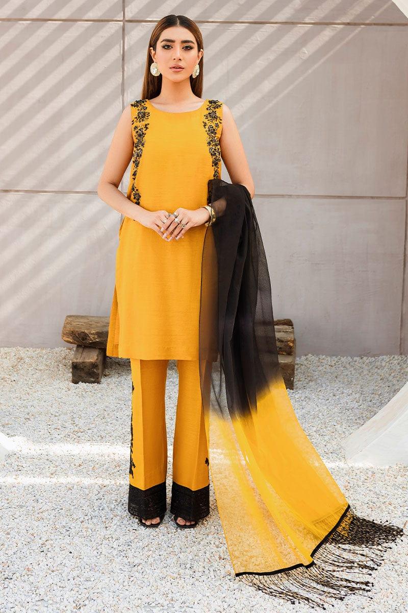 Malook - Kayseria - Mustard - Embroidered - 3 Piece
