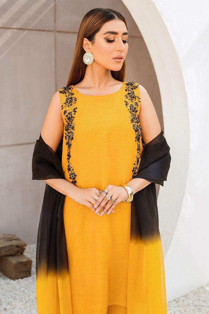 Malook - Kayseria - Mustard - Embroidered - 3 Piece
