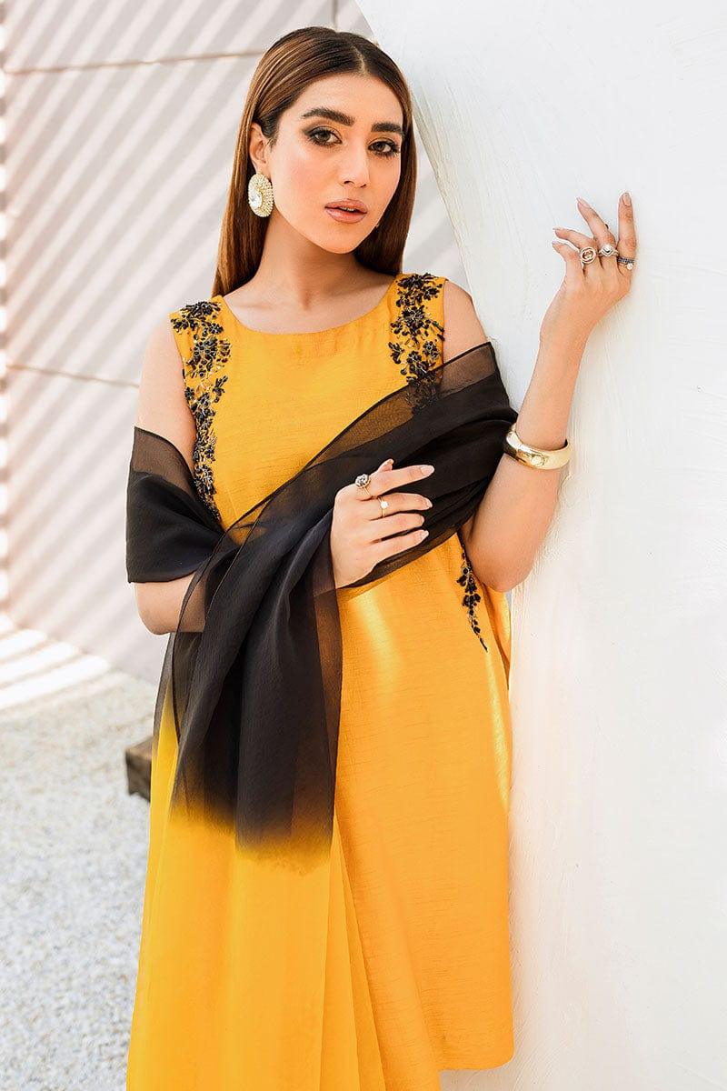 Malook - Kayseria - Mustard - Embroidered - 3 Piece