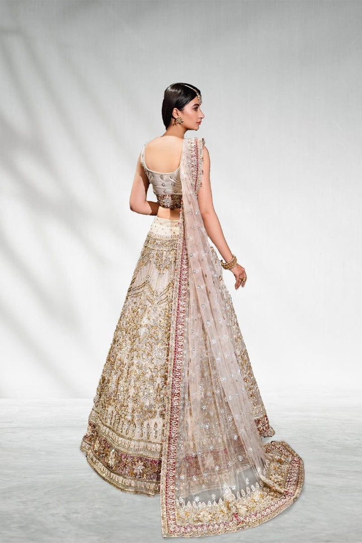 Malook - Mahgul - White -  Net Choli - Lehenga - 3 Piece