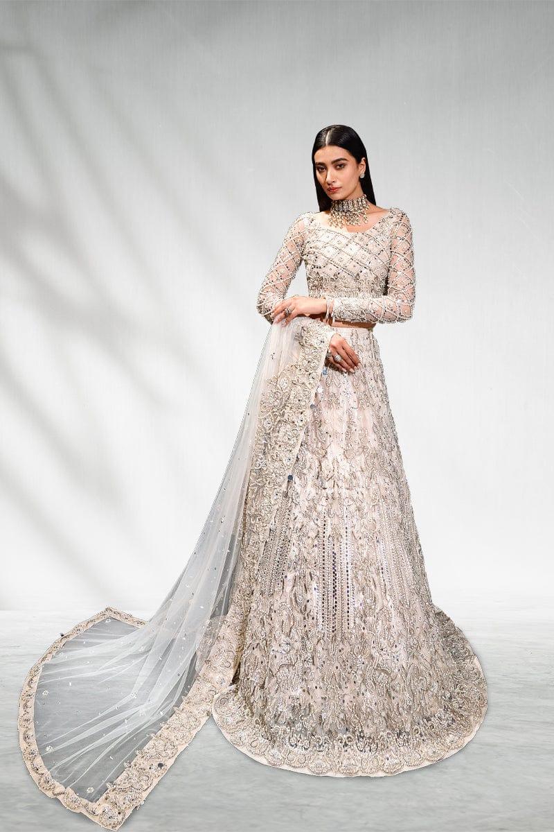 Malook - Mahtab - White - Net Choli - Lehenga - 3 Piece