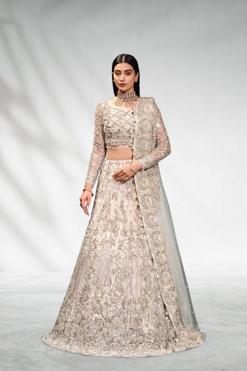 Malook - Mahtab - White - Net Choli - Lehenga - 3 Piece
