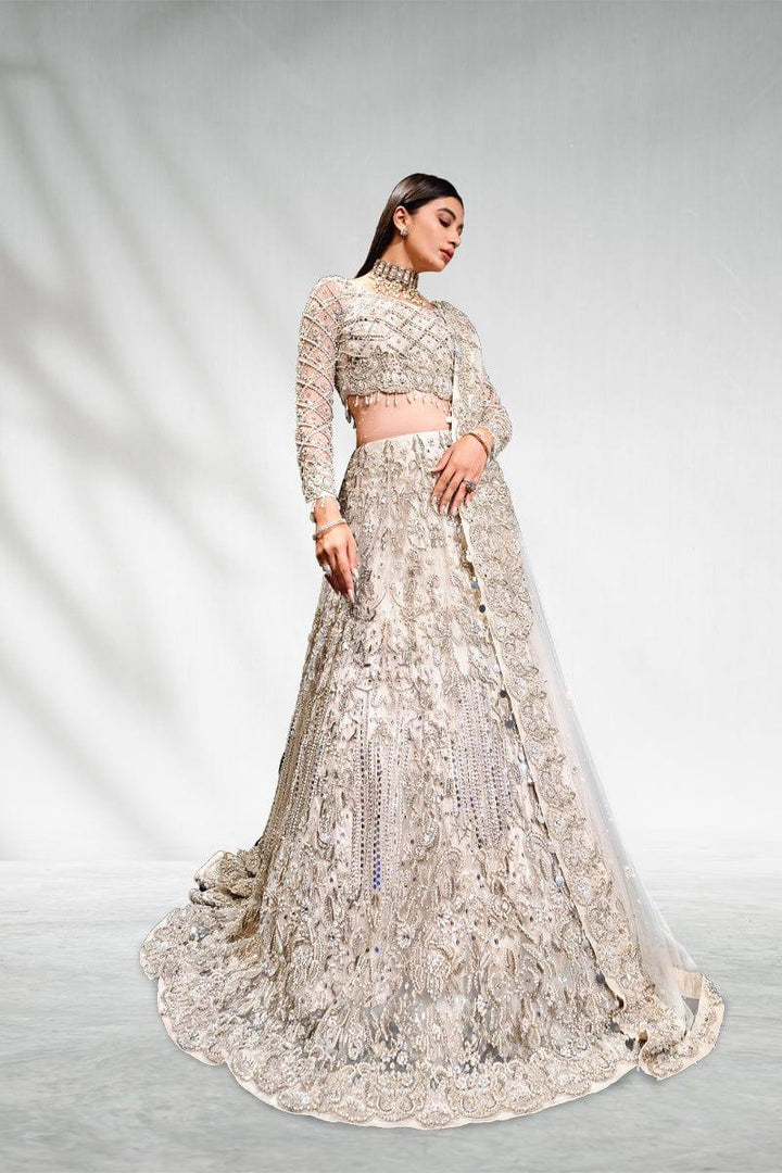 Malook - Mahtab - White - Net Choli - Lehenga - 3 Piece