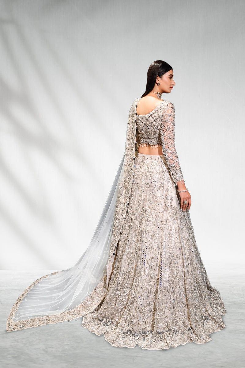 Malook - Mahtab - White - Net Choli - Lehenga - 3 Piece