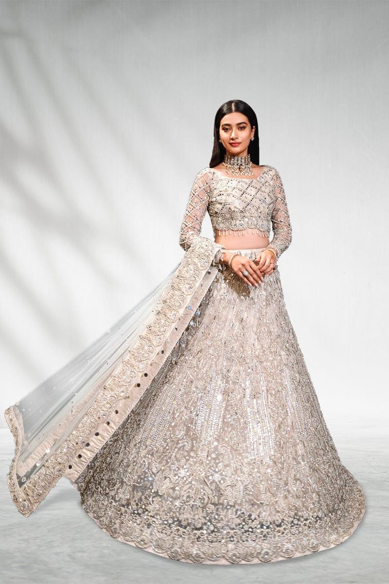 Malook - Mahtab - White - Net Choli - Lehenga - 3 Piece