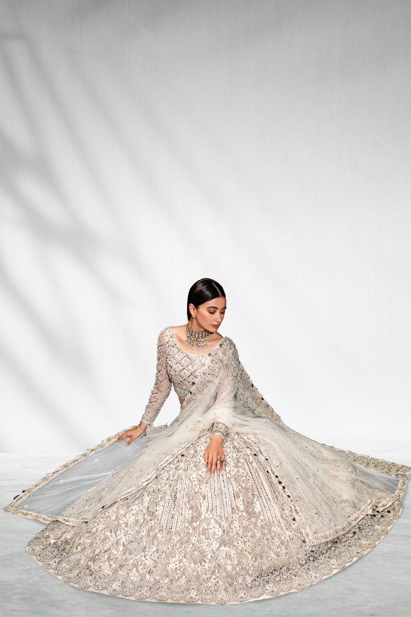 Malook - Mahtab - White - Net Choli - Lehenga - 3 Piece