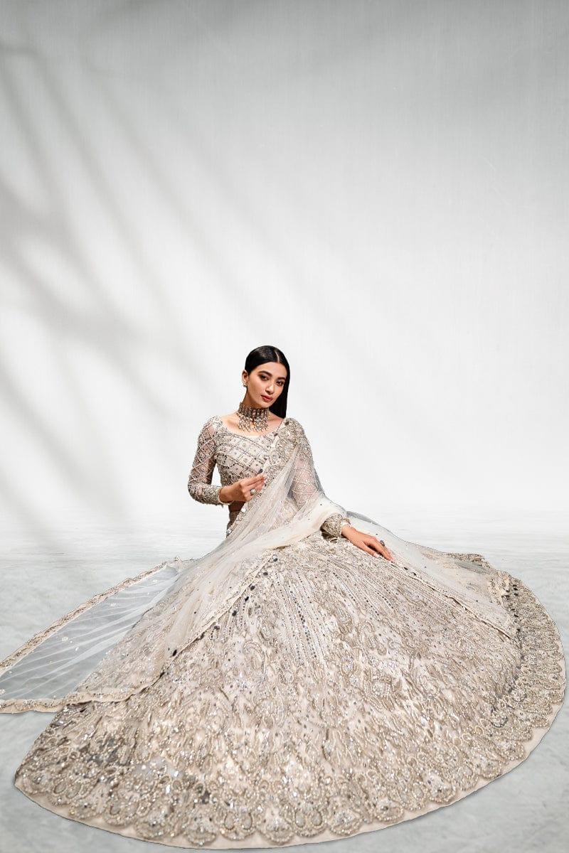 Malook - Mahtab - White - Net Choli - Lehenga - 3 Piece