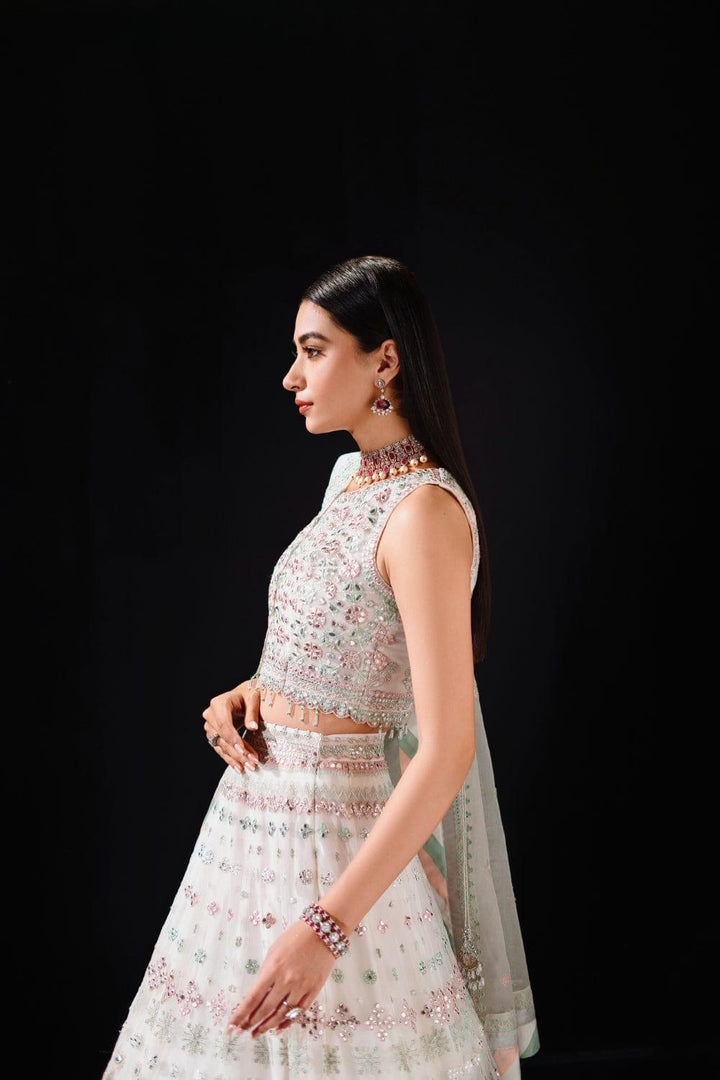 Malook - Sheesh Mahal - White & Pastels - Lehenga - 3 Piece