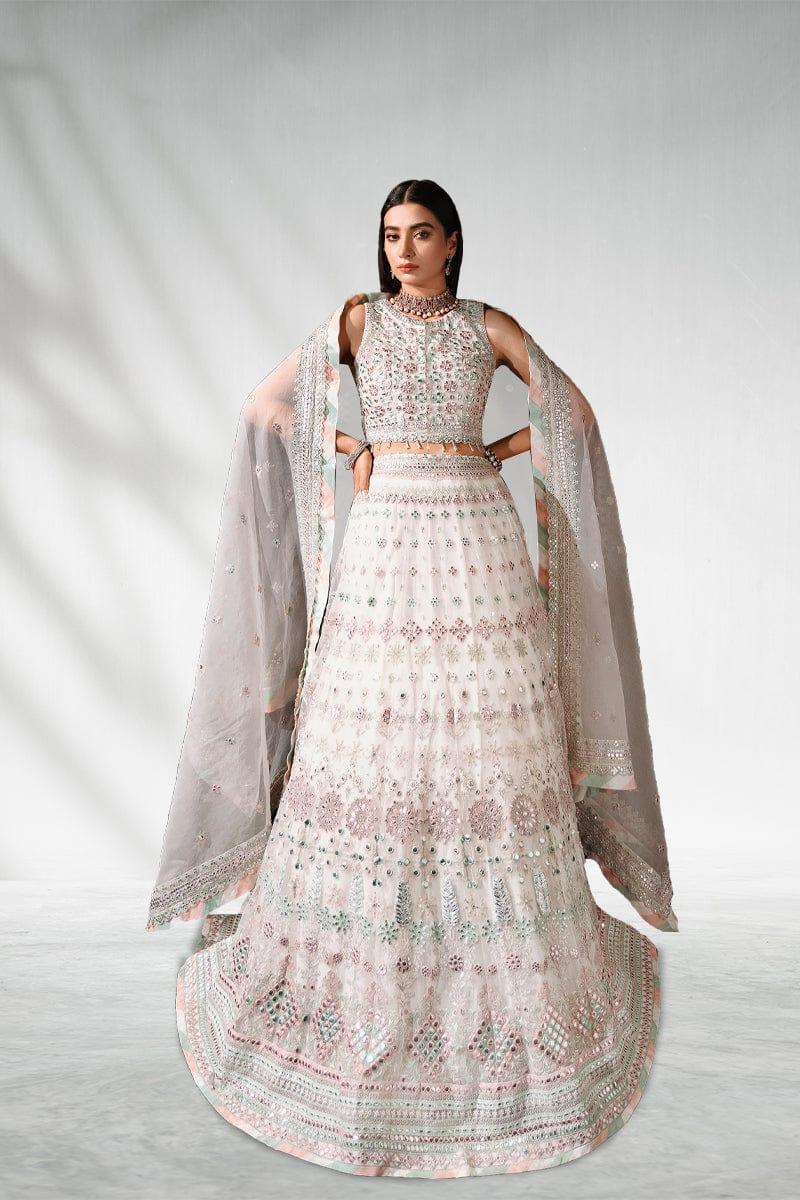 Malook - Sheesh Mahal - White & Pastels - Lehenga - 3 Piece