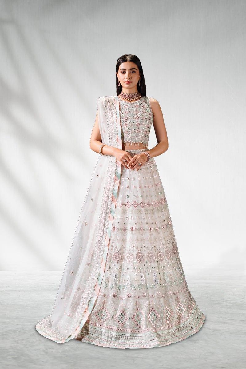 Malook - Sheesh Mahal - White & Pastels - Lehenga - 3 Piece