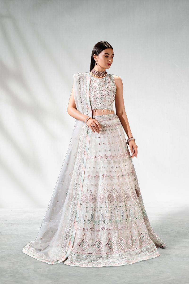 Malook - Sheesh Mahal - White & Pastels - Lehenga - 3 Piece