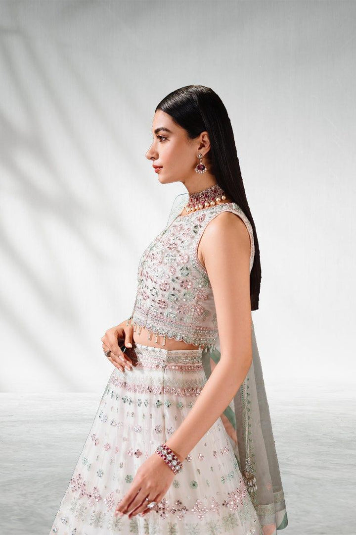 Malook - Sheesh Mahal - White & Pastels - Lehenga - 3 Piece
