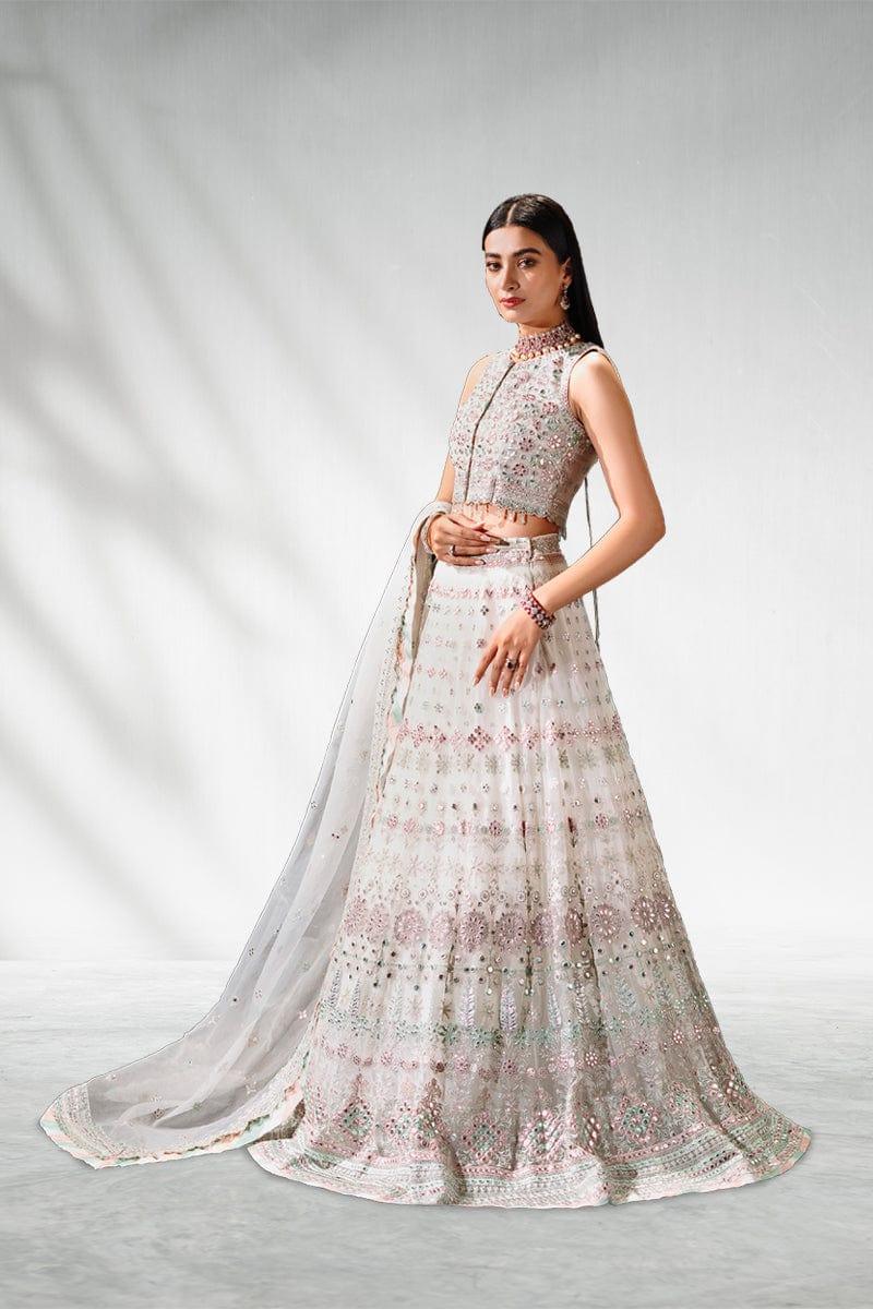 Malook - Sheesh Mahal - White & Pastels - Lehenga - 3 Piece