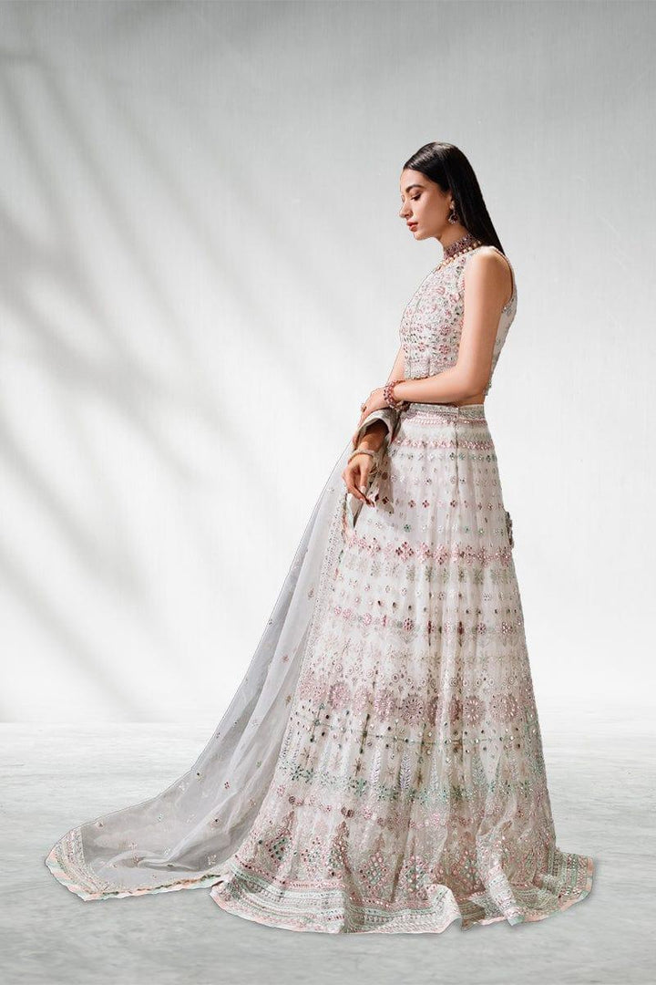 Malook - Sheesh Mahal - White & Pastels - Lehenga - 3 Piece