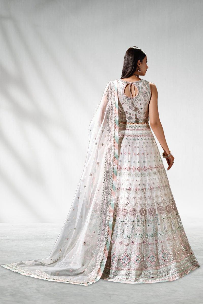 Malook - Sheesh Mahal - White & Pastels - Lehenga - 3 Piece
