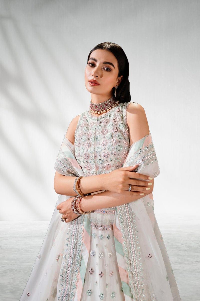 Malook - Sheesh Mahal - White & Pastels - Lehenga - 3 Piece