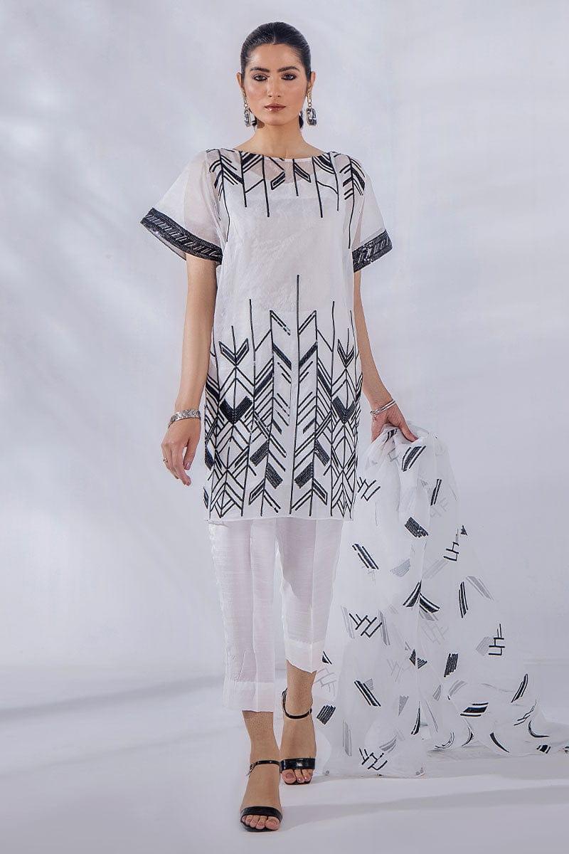 Malook - Zoya - White - Organza Raw Silk - 3 Piece