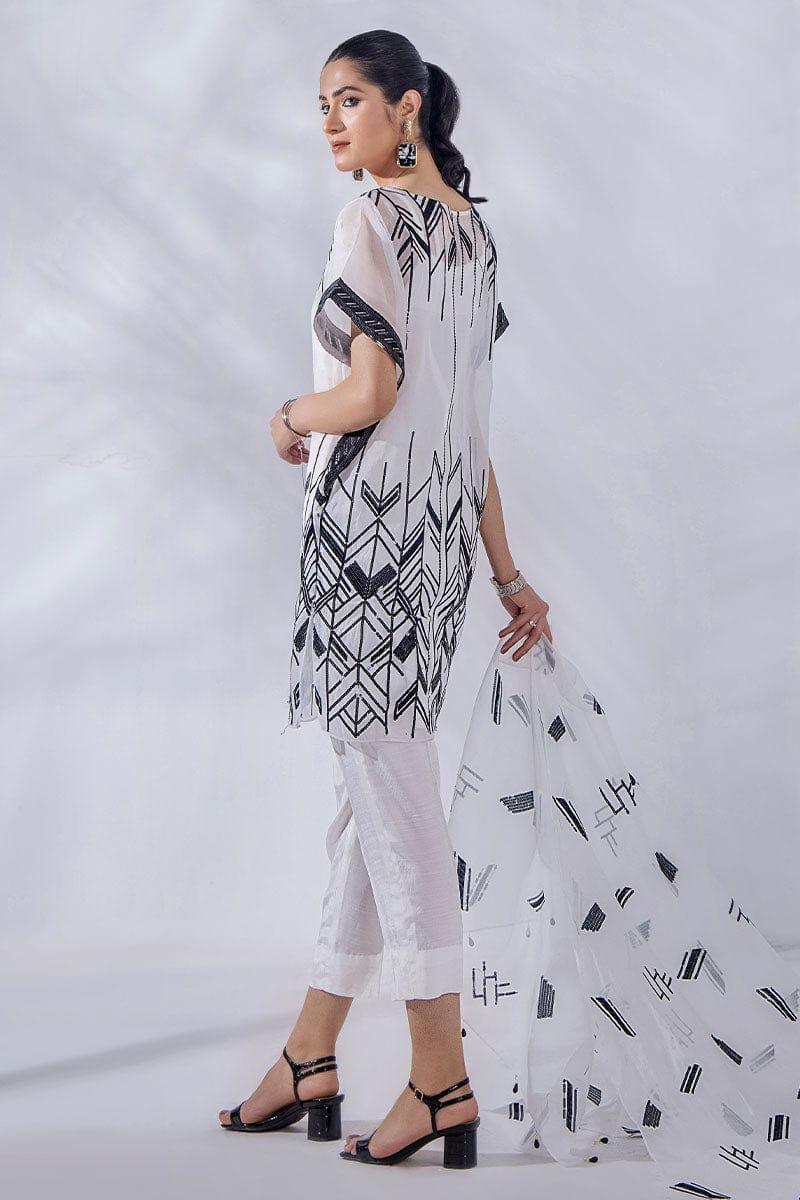 Malook - Zoya - White - Organza Raw Silk - 3 Piece