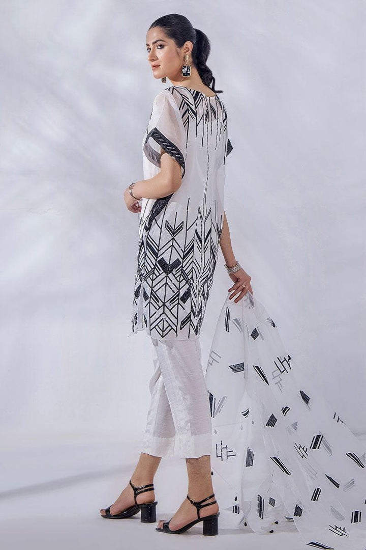 Malook - Zoya - White - Organza Raw Silk - 3 Piece