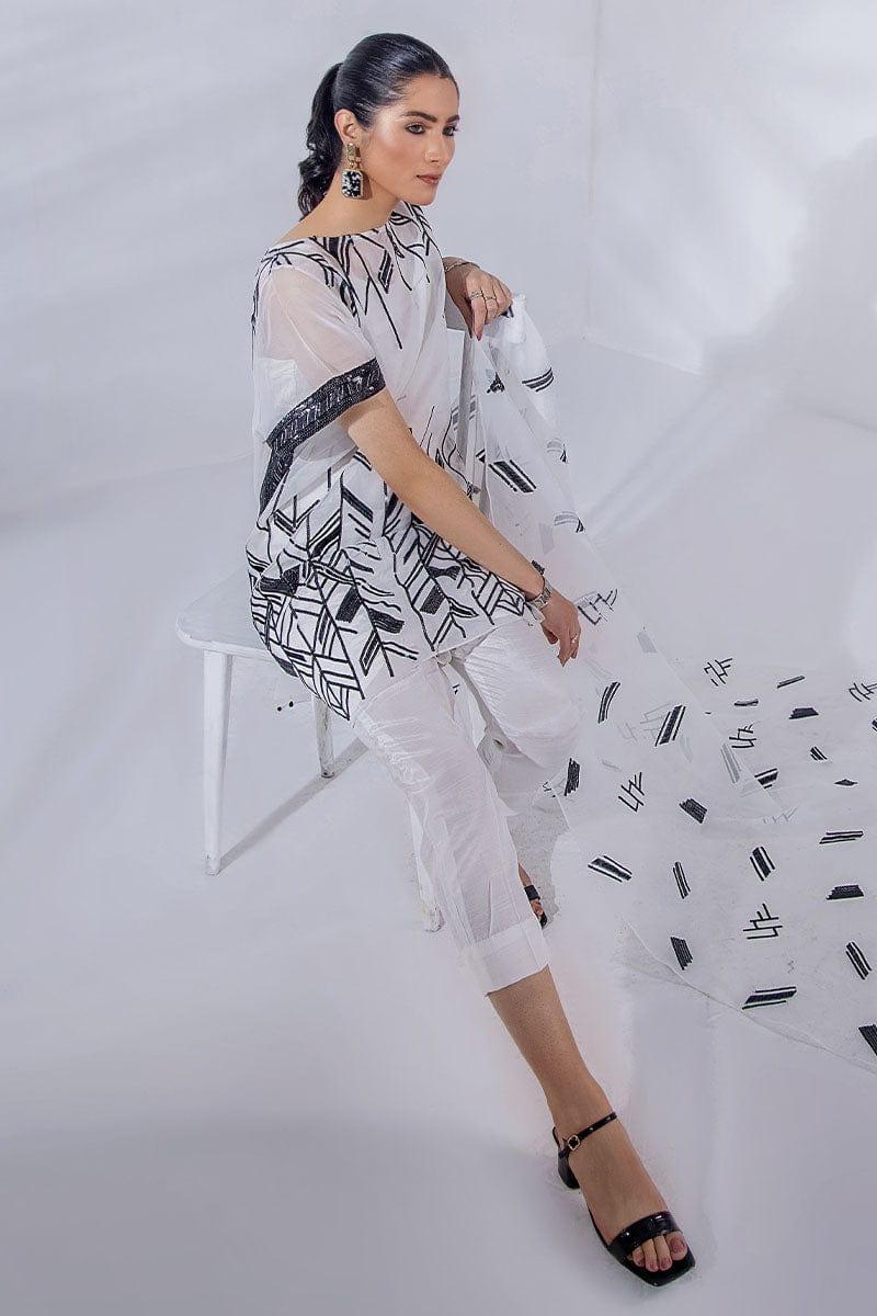Malook - Zoya - White - Organza Raw Silk - 3 Piece