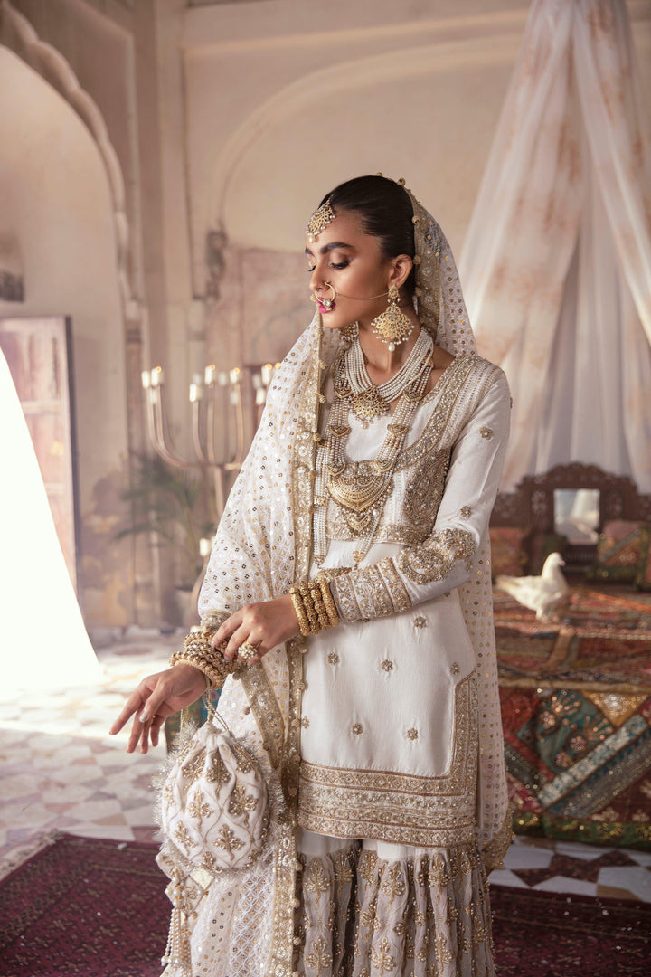Maria Osama Khan - Arya - 003 with Shawl - Off-White - Raw Silk - 3 Piece